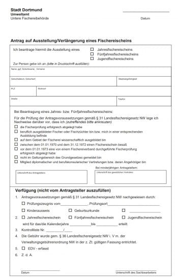 Antrag Fischereischein