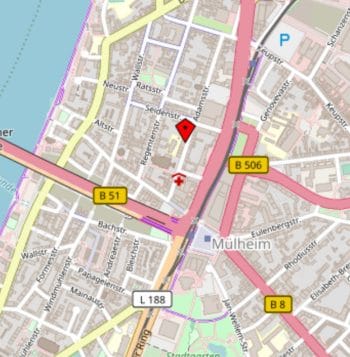 Karte der Prüfungslocation zum Angelschein Köln Köln