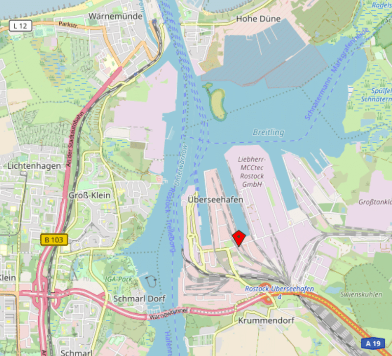 Anfahrtskarte Seemanns- und Hafenamt Rostock