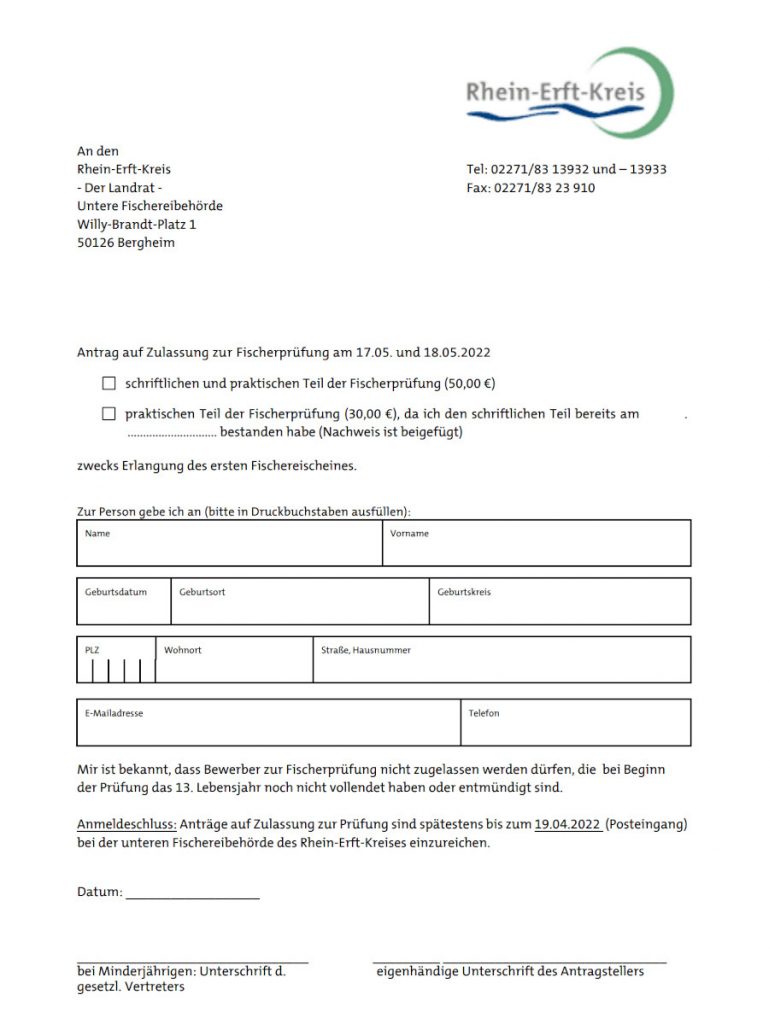 Antrag Fischerprüfung Rhein-Erft-Kreis S.1